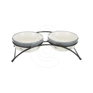 Gamelle Trixie double bol en céramique sur support métal