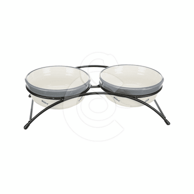 Gamelle Trixie double bol en céramique sur support métal