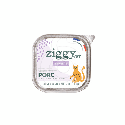 Ziggy Chat Adulte Diabète Porc & Boeuf Pâtée