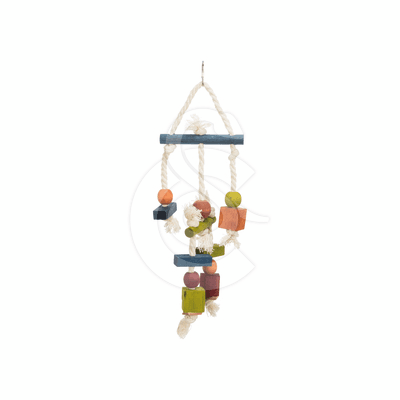 Jouet oiseau Trixie : jouet naturel en bois, corde et cuir
