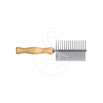 Peigne double à manche en bois